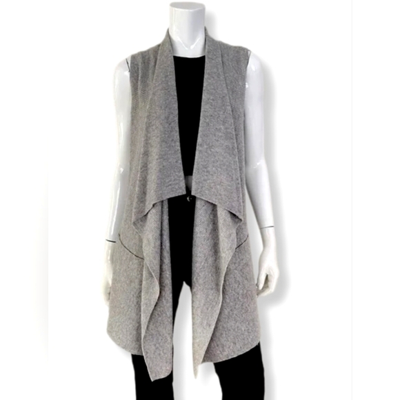 Vince Sweater Gray Wool & Cashmere Cardigan Vest Sleeveless Open Front Size XS - Picture 1 of 8